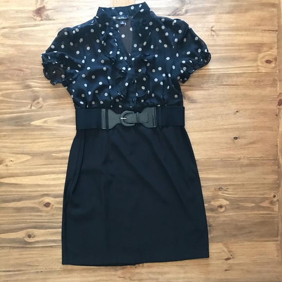 Little black ALYX dress w/beige polka dots Sz. 16 - Picture 10 of 10